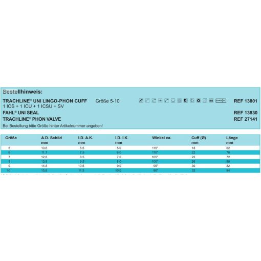 Trachline® UNI Lingo Phon Cuff beszédképes mandzsettás légcsőkanül, 3 belső kanüllel