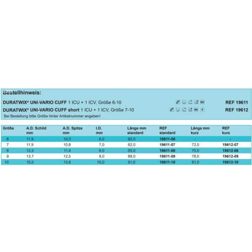 Duratwix® Uni Cuff short légcsőkanül (rövid)
